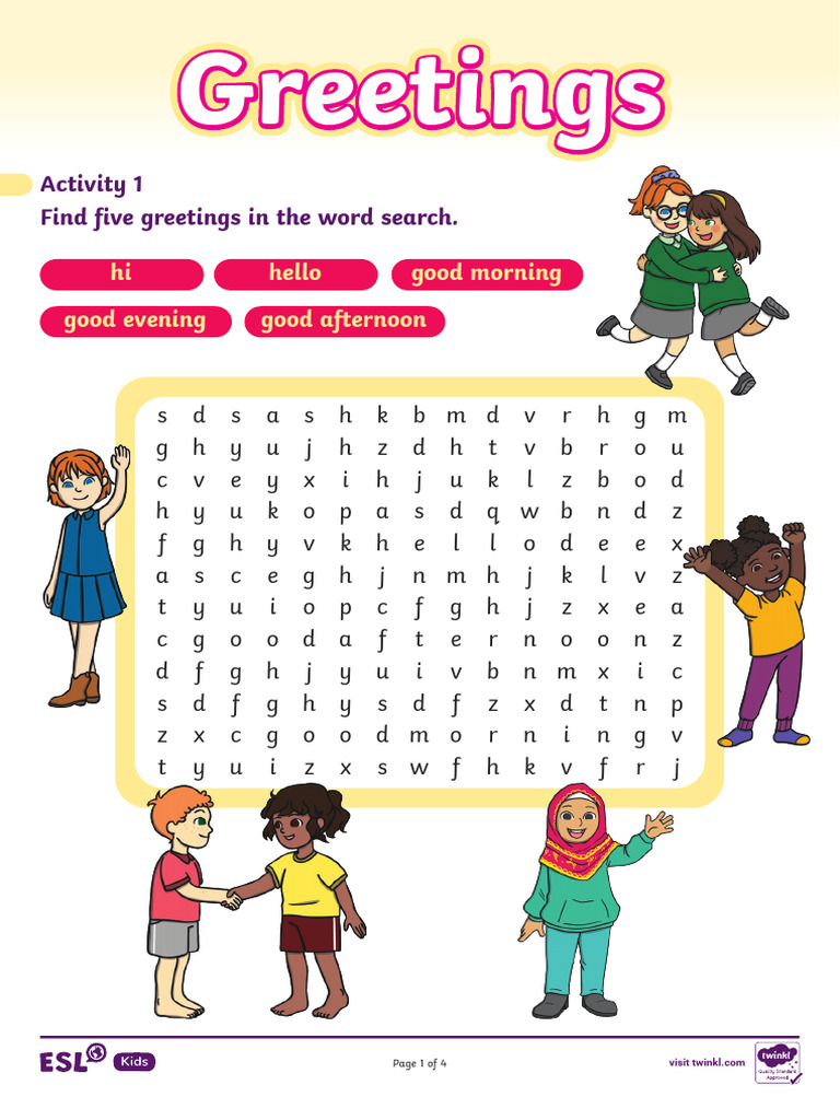 Greetings Activities for Kids | PDF | English As A Second Or Foreign ...