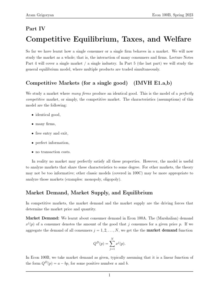 Lecture Notes Part IV PDF | PDF | Demand | Taxes