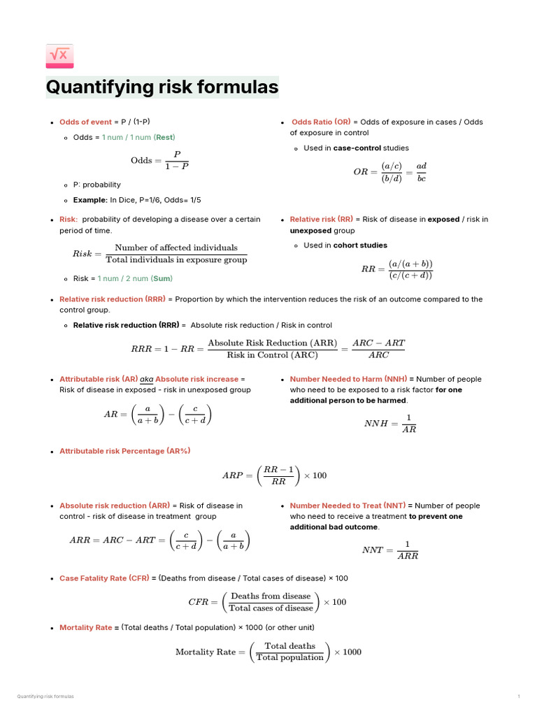 Risk Assessment Formulas Explained | PDF | Relative Risk | Risk