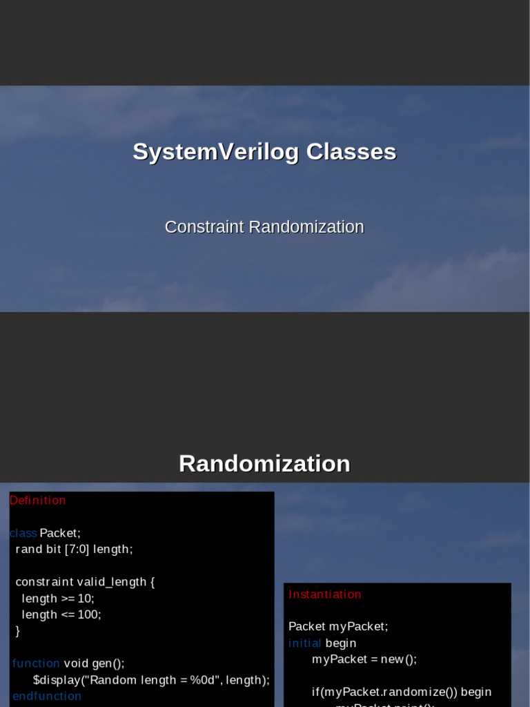 SystemVerilog Class Randomization Guide | PDF