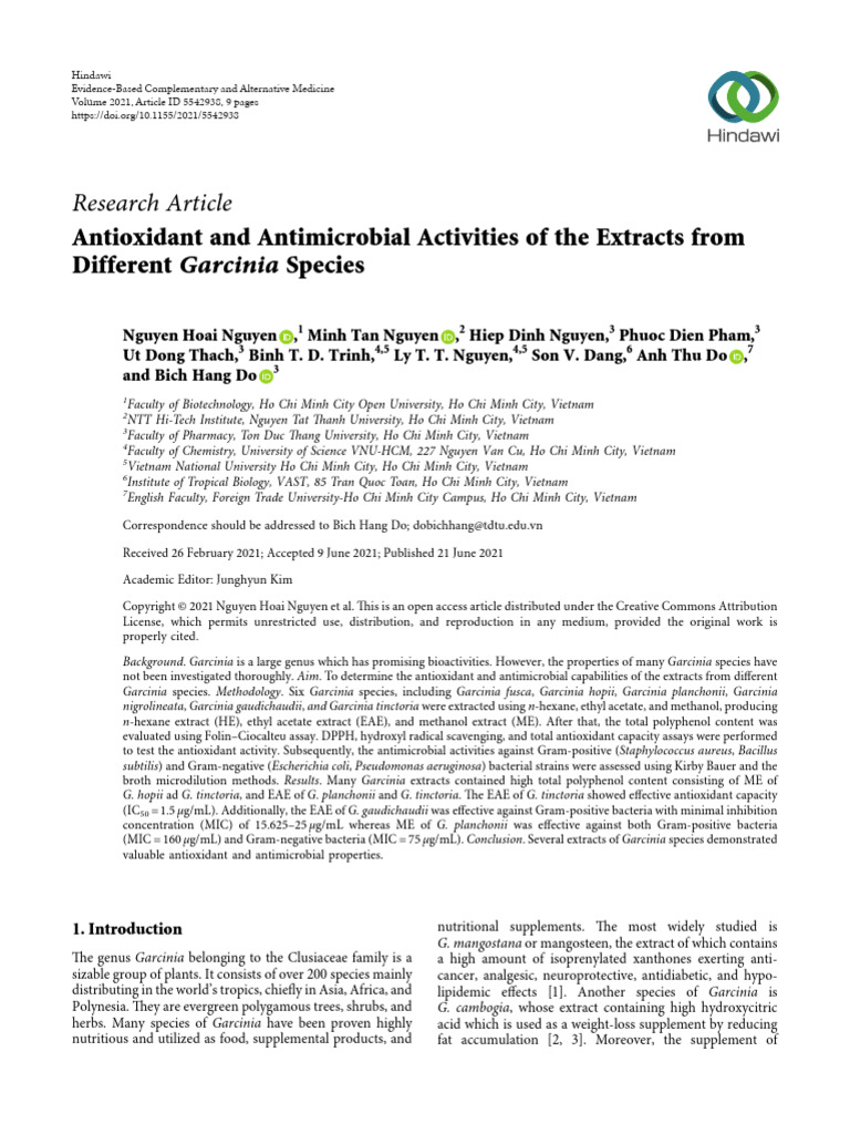 Antioxidant and Antimicrobial Activities of The Ex | PDF | Polyphenol ...