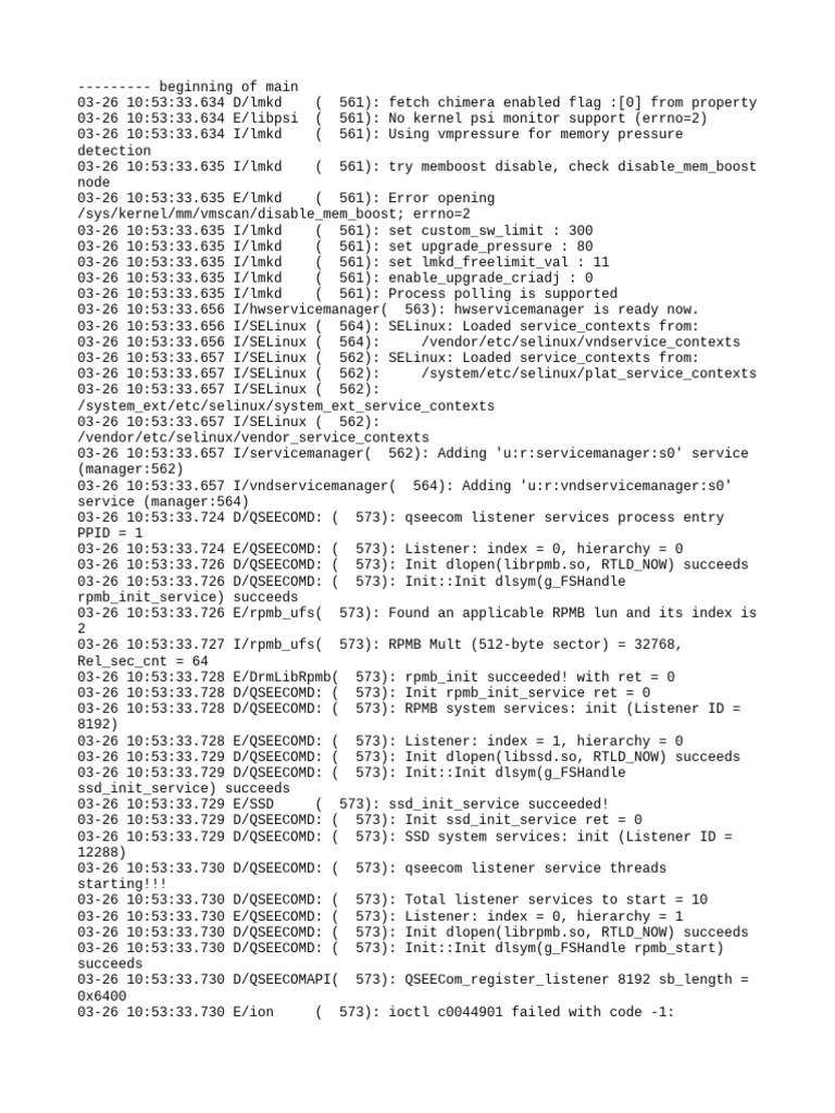 QSEECom Daemon Initialization Log | PDF | Operating System Technology ...