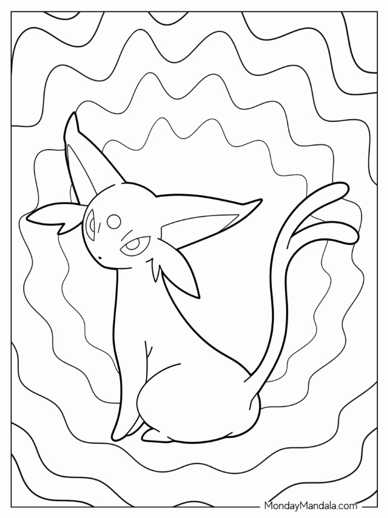 Coloring Page of Cute Espeon For Kids | PDF