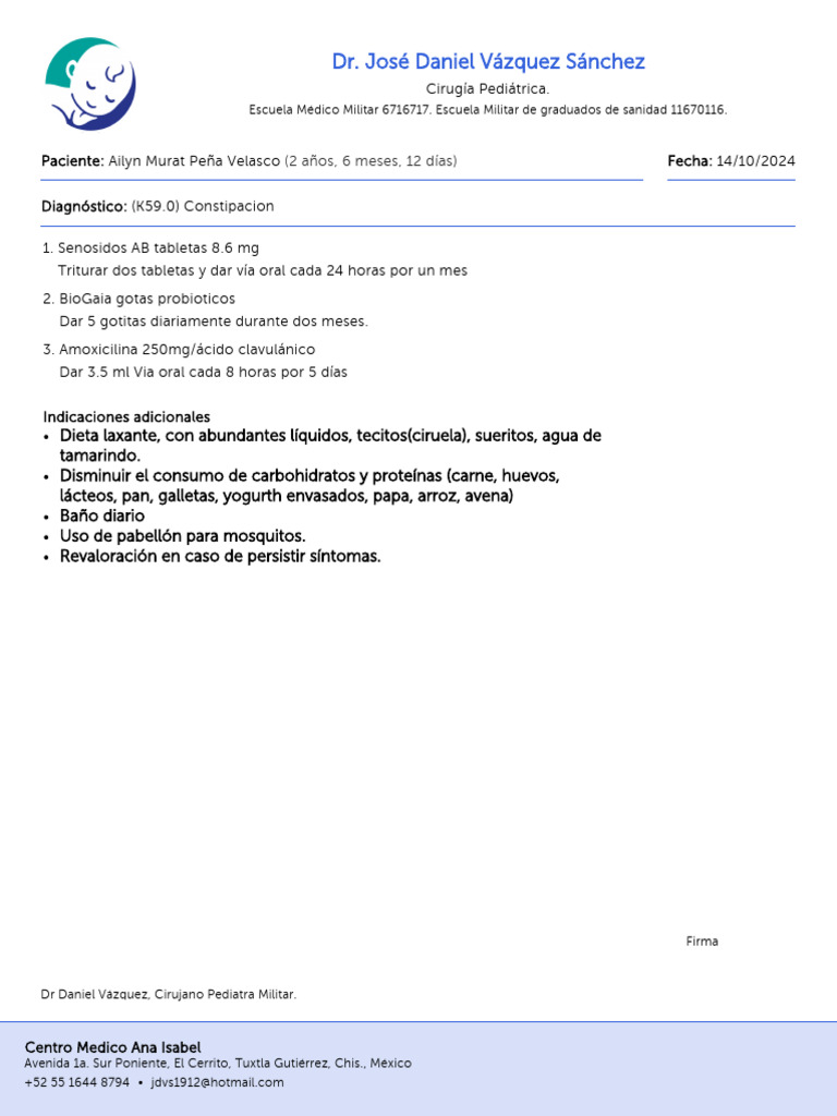 Dosis pediátrica de Senosidos y BioGaia | PDF