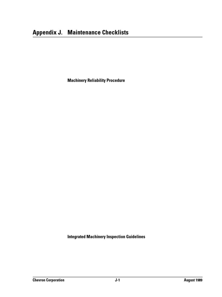 Chevron Machinery Maintenance Checklists | PDF | Bearing (Mechanical ...
