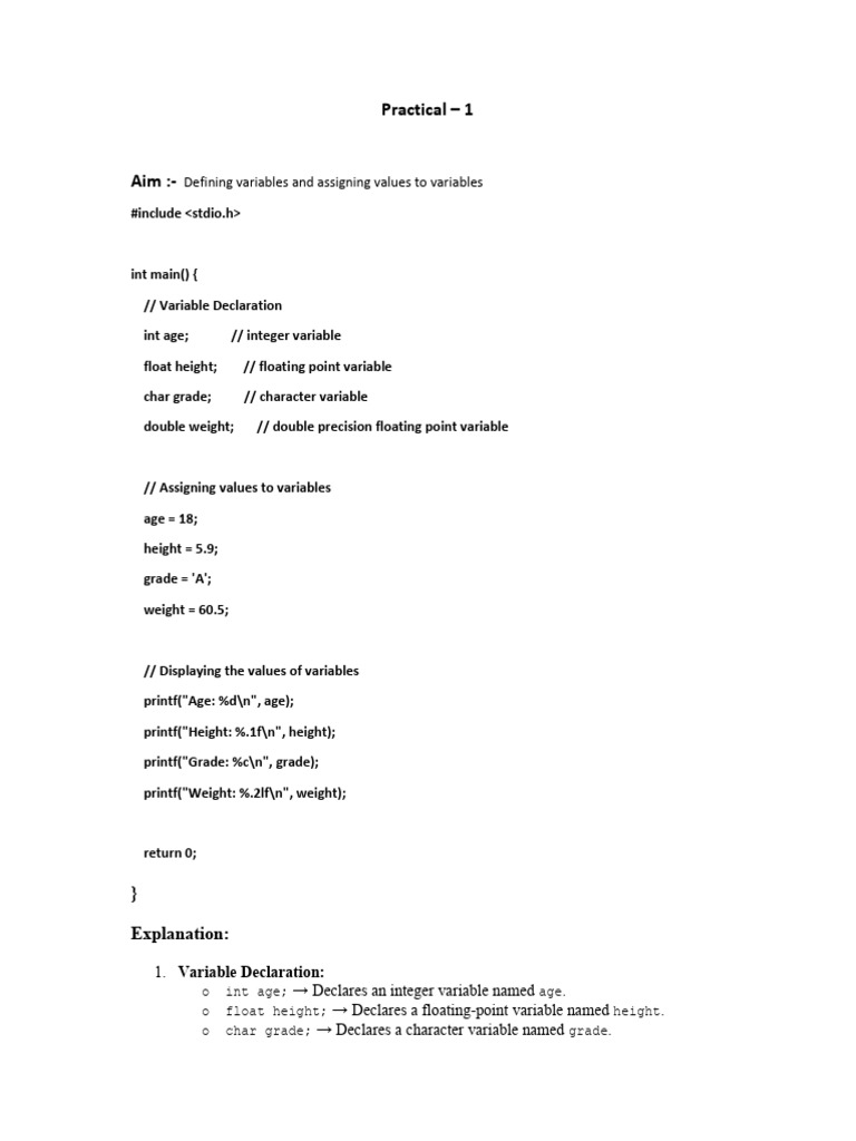 C Language Variable Basics | PDF