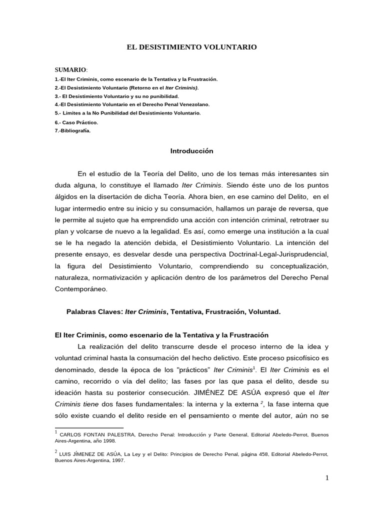 Desistimiento Voluntario en Derecho Penal | PDF | Crímenes | Crimen y ...
