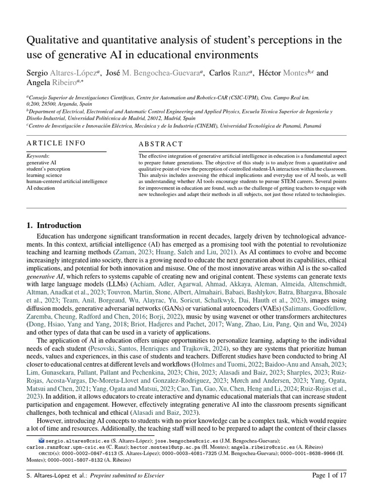 Student Perceptions of Generative AI in Education | PDF | Artificial ...