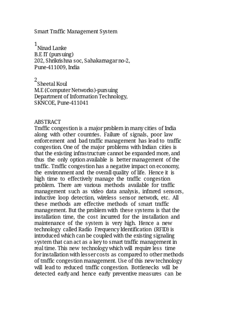 Smart Traffic Management with RFID | PDF | Radio Frequency ...