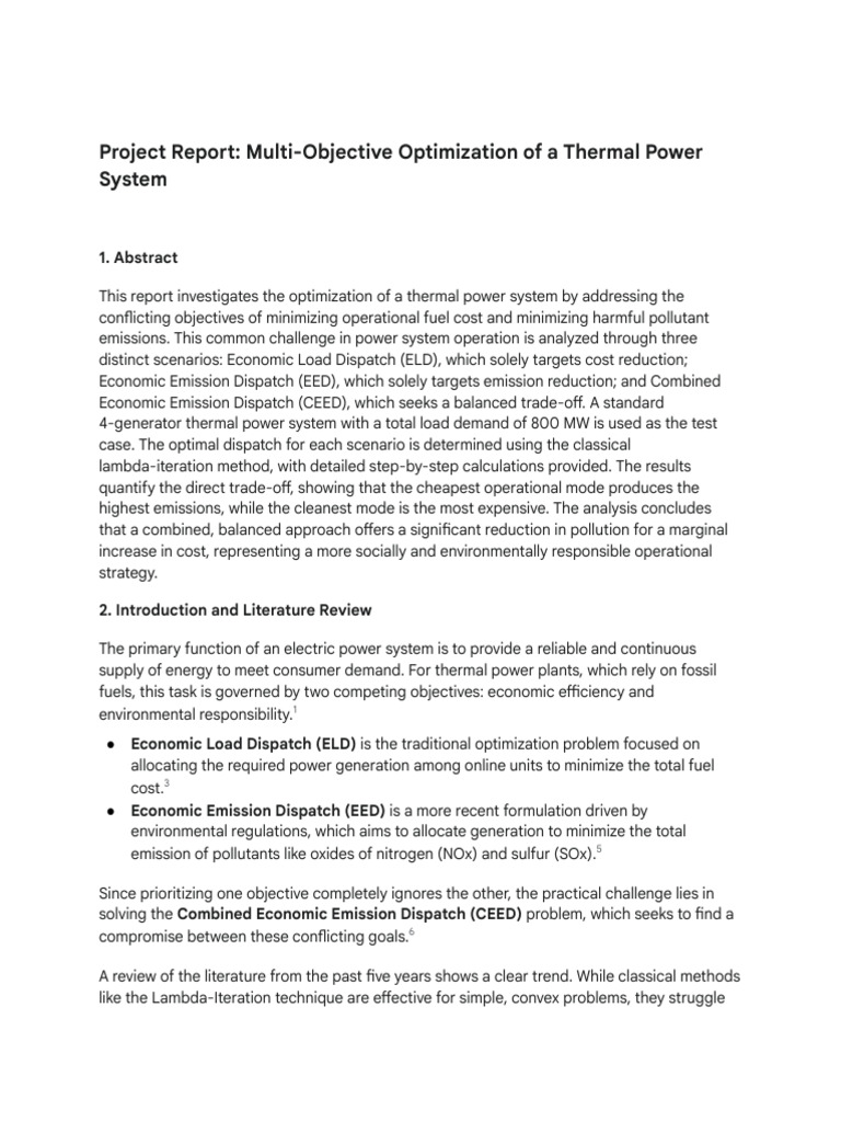 Thermal Power System Optimization Report | PDF | Air Pollution ...
