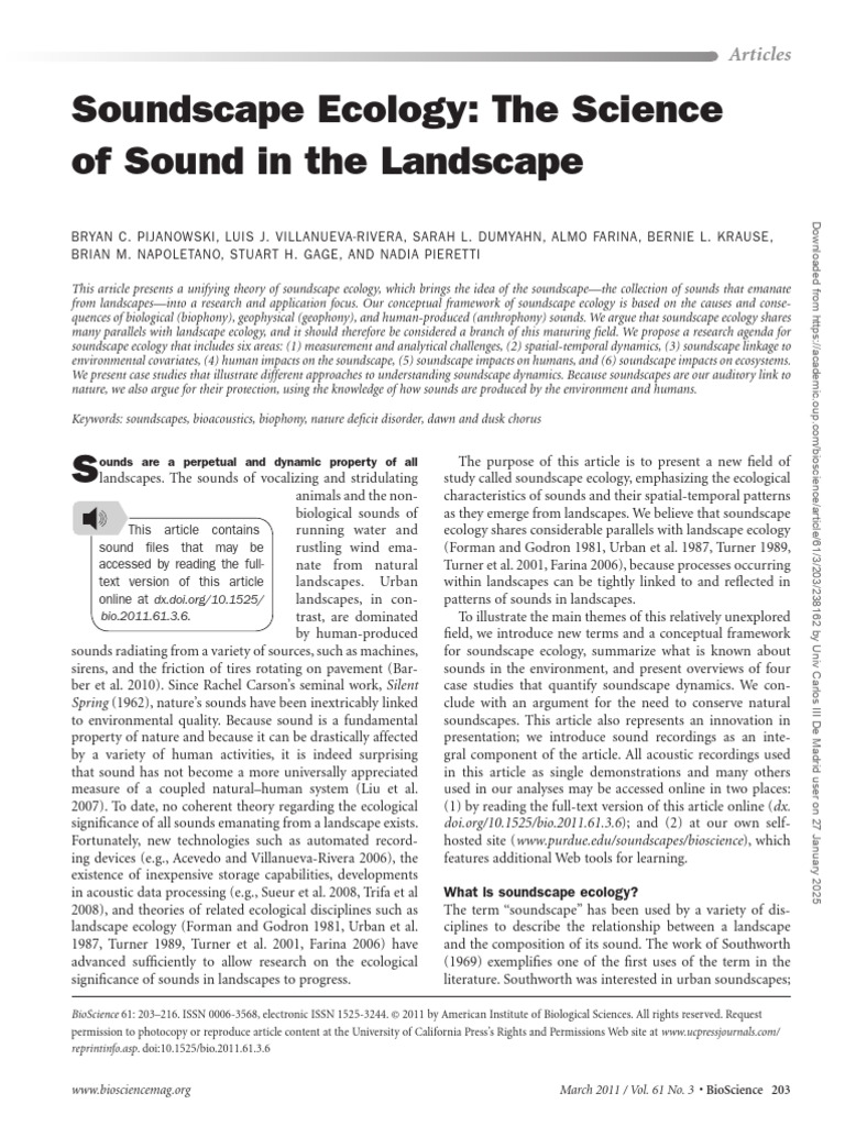 Understanding Soundscape Ecology | PDF | Sound | Ecology