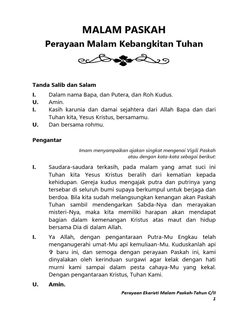 Ekaristi Malam Paskah Tahun C/II | PDF