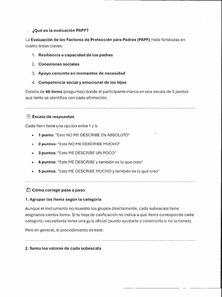 Guia de Correccion de Evaluacion de Los Factores de Proteccion para ...