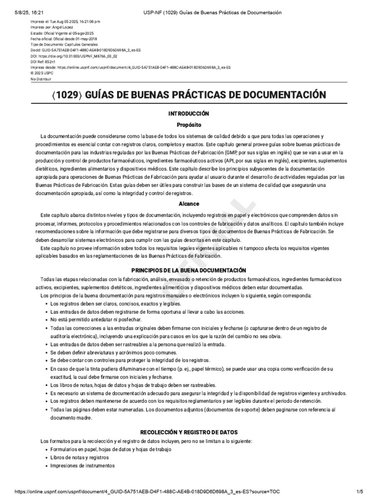 Guías USP de Documentación | PDF | Laboratorios | Calibración