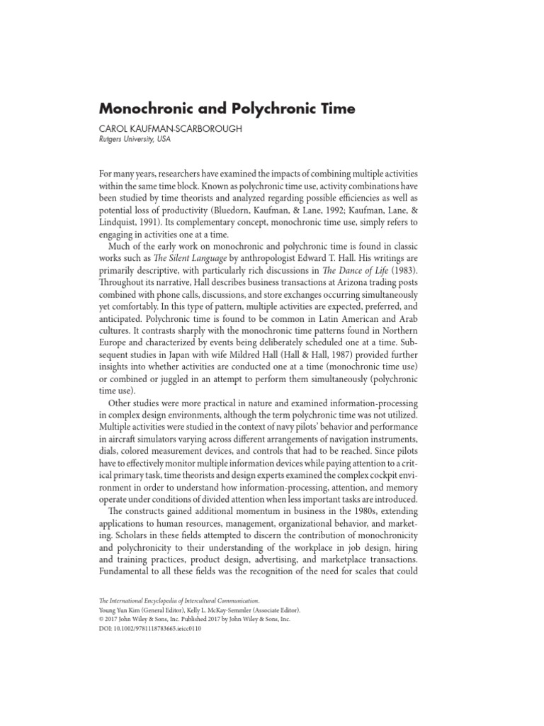 Monochronic vs. Polychronic Time Use | PDF | Attention | Attitude ...