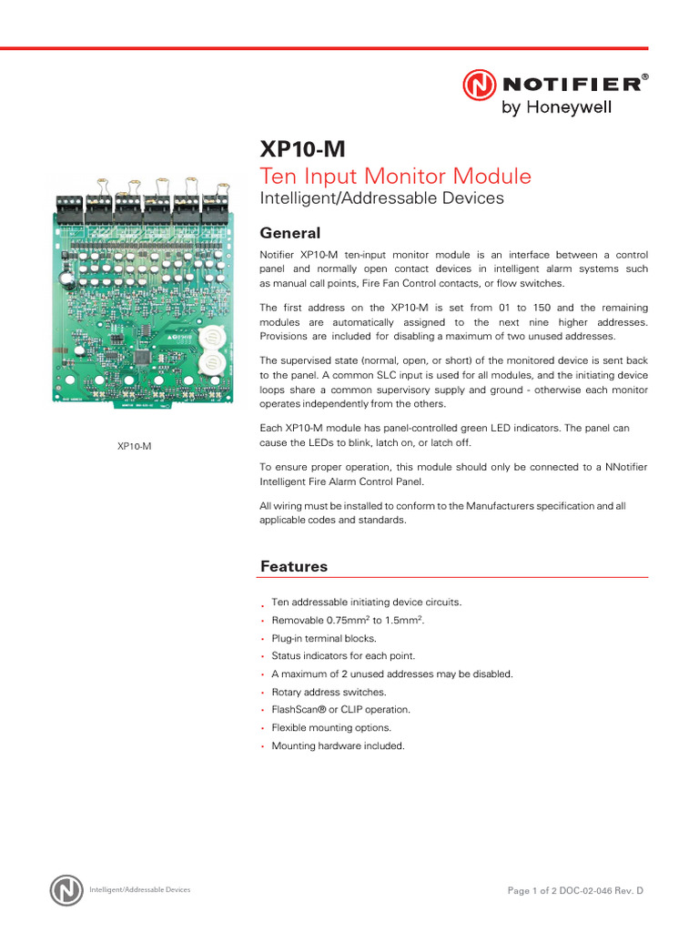 Notifier XP10-M Ten-Input Module | PDF | Electrical Engineering ...