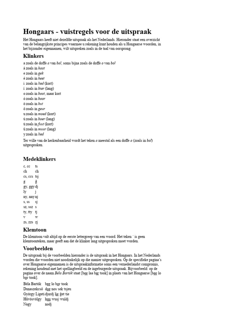 Uitspraak Hongaars | PDF
