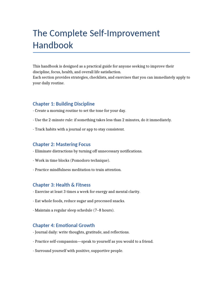 Self Improvement Handbook | PDF