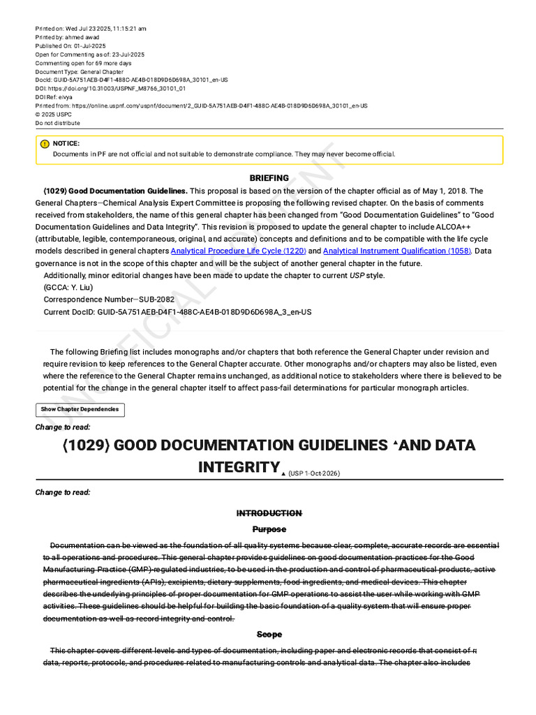 USP Good Documentation Guidelines | PDF | Verification And Validation