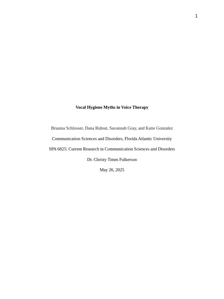 Vocal Hygiene Myths in Voice Therapy | PDF | Human Voice | Mental Health