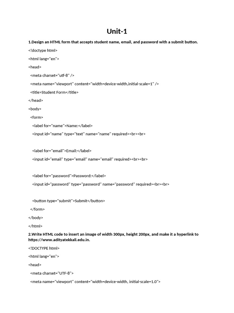 Web Technologies Mid 1 | PDF | Regular Expression | Html