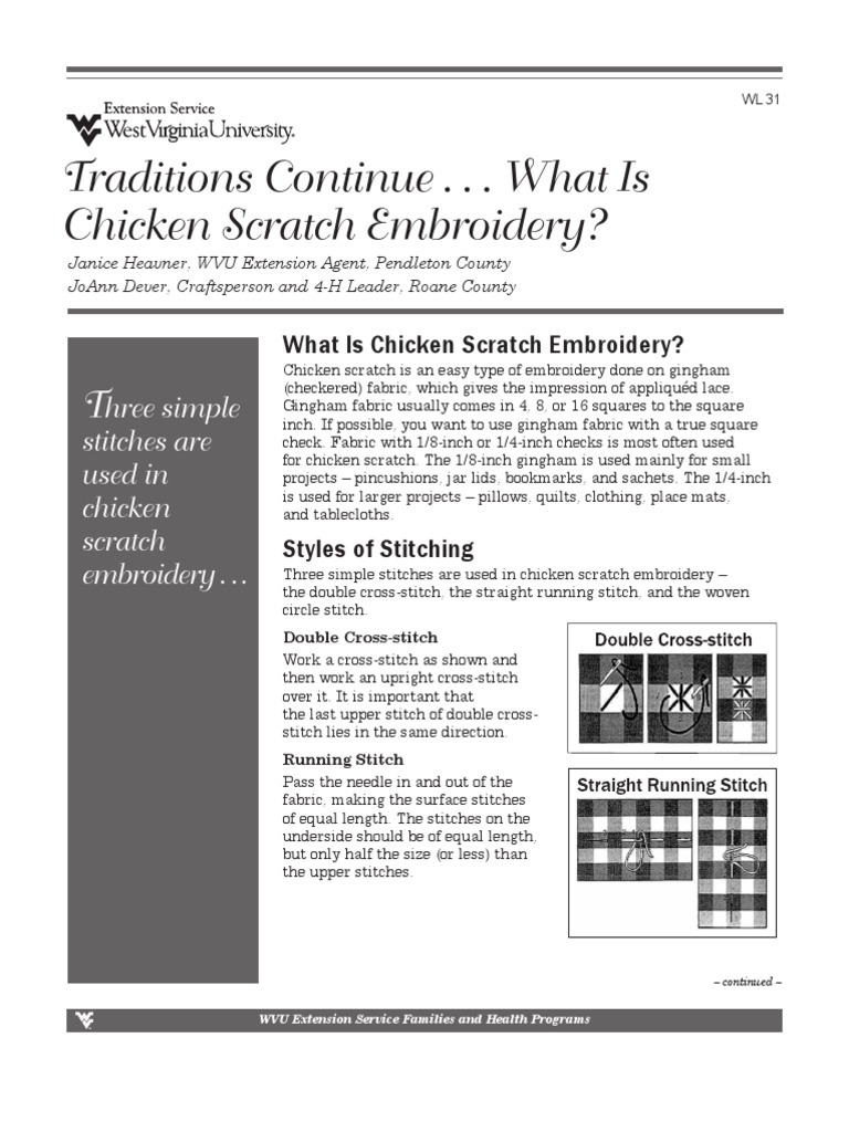 Chicken Scratch Embroidery Basics | PDF | Embroidery | Textile Arts