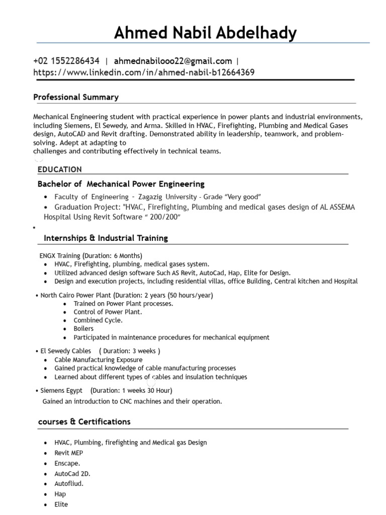 Mechanical Engineering Student Profile | PDF