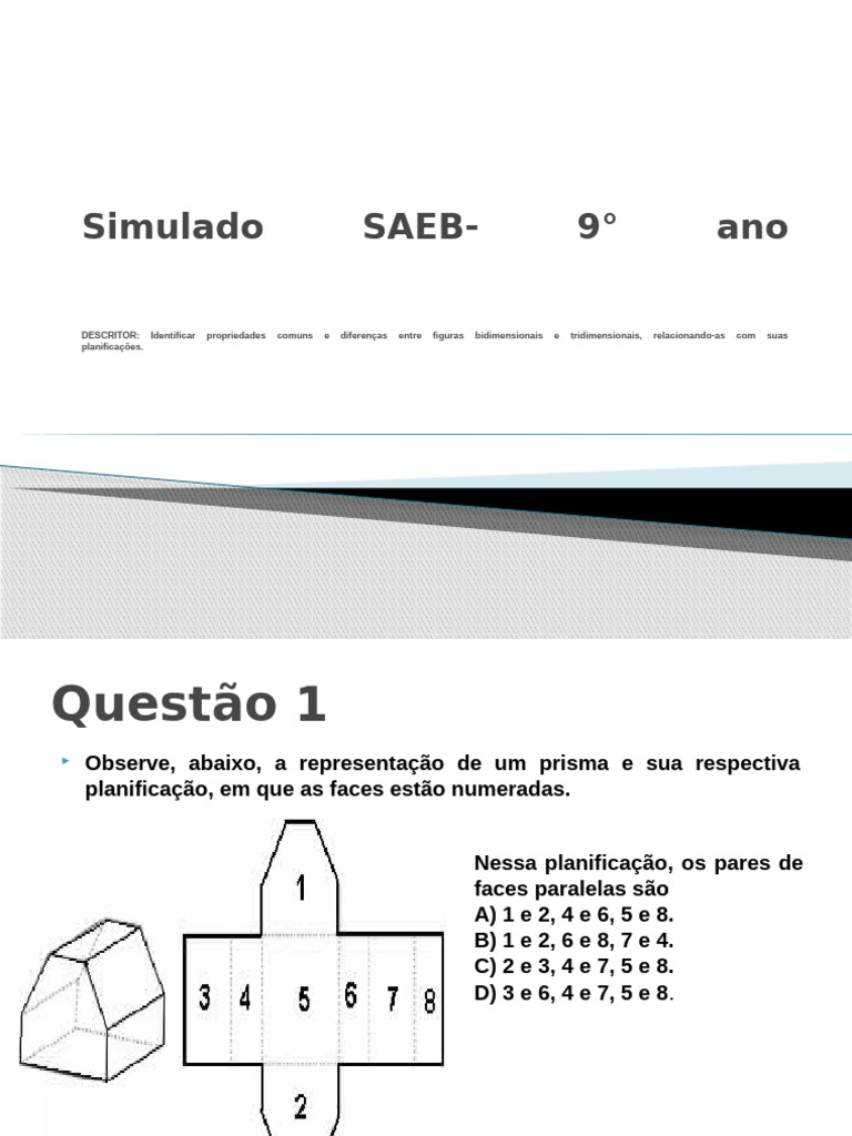 Simulado Matemática 9º Ano SAEB | PDF | Polígono