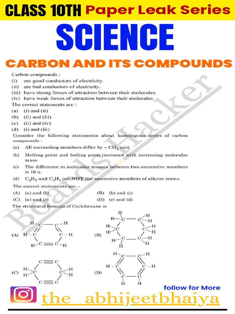 Class 10 Science: Carbon Compounds Guide | PDF