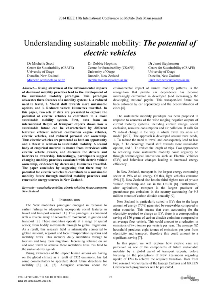 Electric Vehicles and Sustainable Mobility | PDF | Electric Vehicle ...