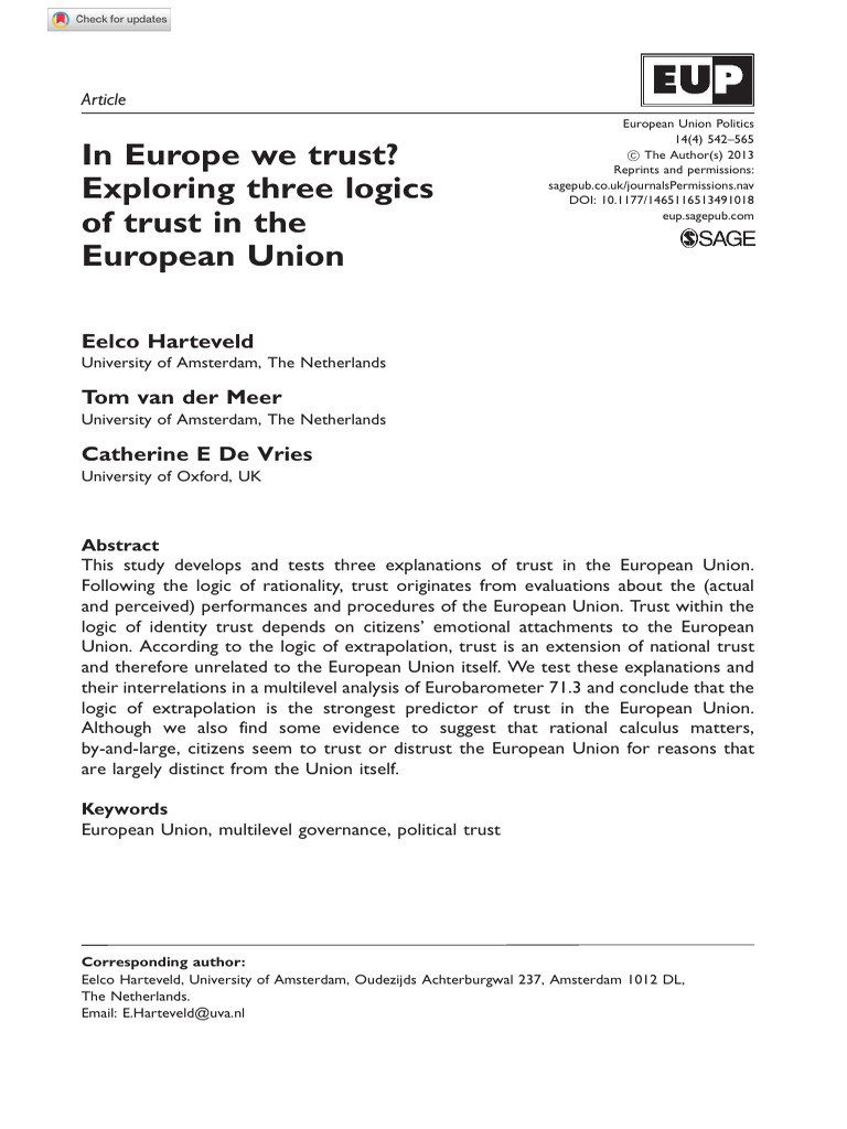 Trust in the European Union Explained | PDF | Logistic Regression ...
