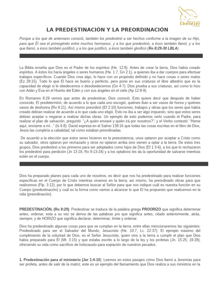 La Predestinación y La Preordinación | PDF | Cristo (título ...