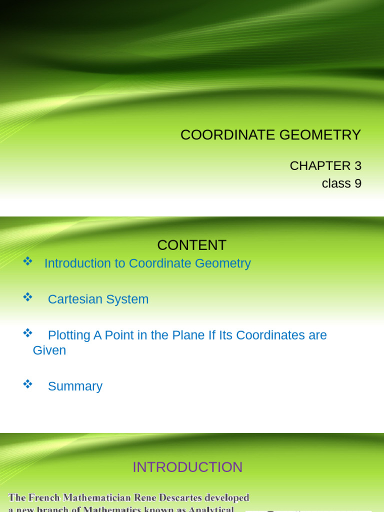 Coordinate Geometry | PDF | Cartesian Coordinate System | Space