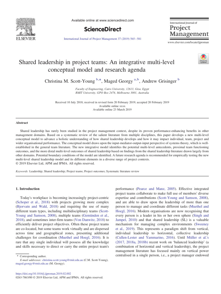 Shared Leadership in Project Teams Model | PDF | Leadership | Science