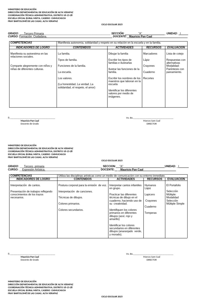 Plan de Estudios Tercero Primaria 2025 | PDF | Sustantivo | Escuelas