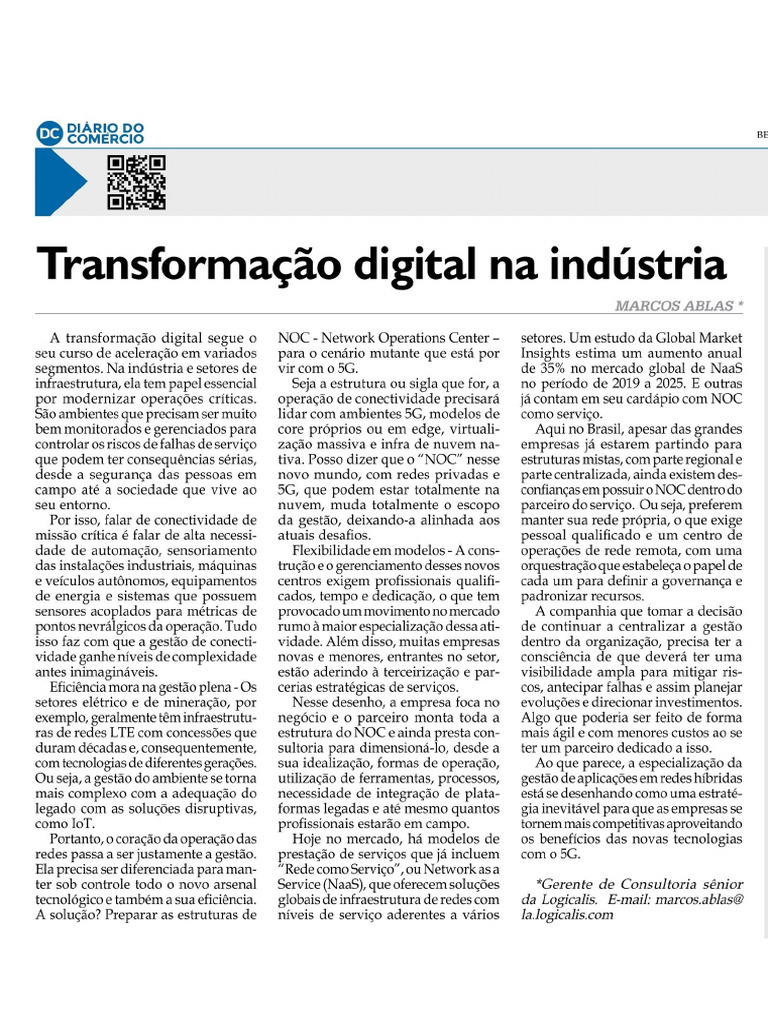Artigo Transformação Digital Na Indústria 2021 | PDF