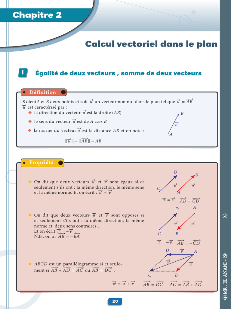 Calcul vectoriel dans le plan : Propriétés et exercices | PDF ...