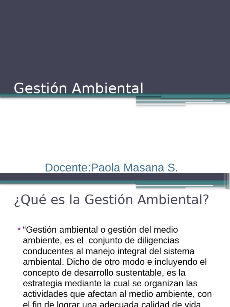 Gestión Ambiental y Desarrollo Sostenible | PDF | Evaluación de impacto ...