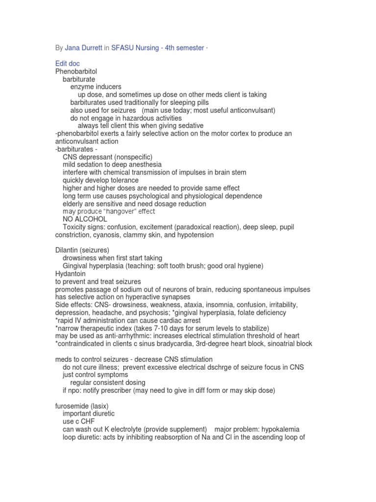 Pharm Review for Hesi From Jana Pharmacology Drugs