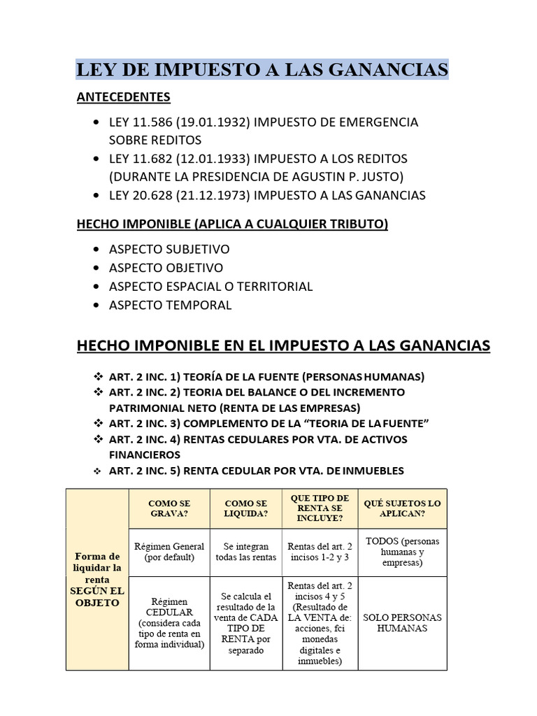 14. IG Clase 1 OBJETO-SUJETO-CATEGORIAS | PDF | Impuesto sobre la renta ...