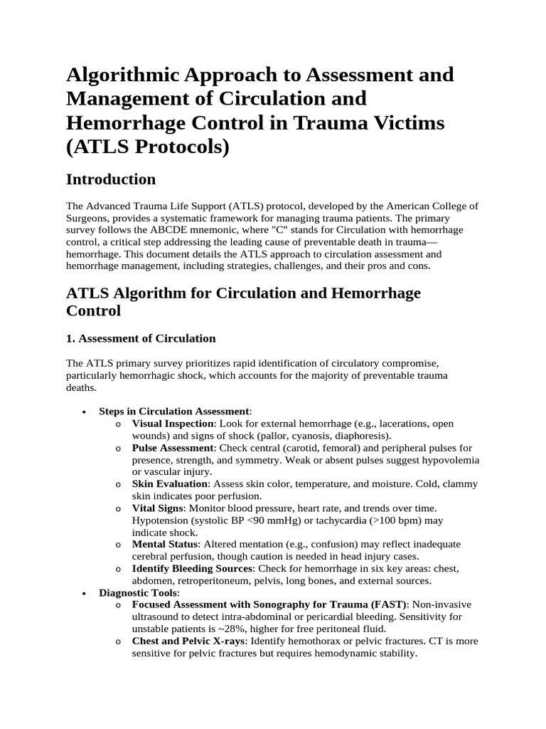 ATLS Circulation and Hemorrhage Control | PDF | Bleeding | Human ...