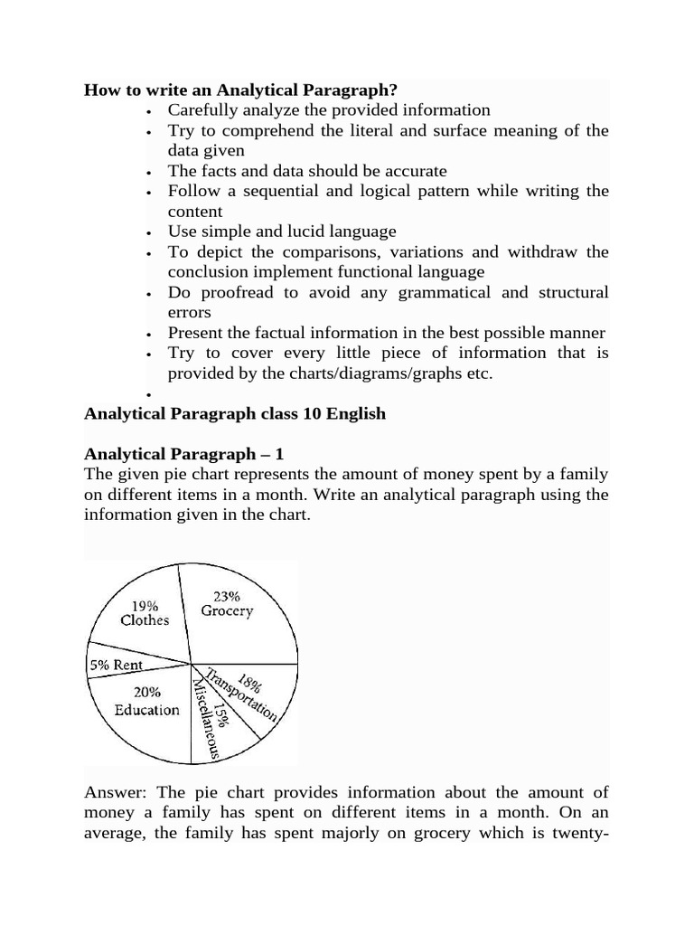 Writing Analytical Paragraphs for Charts | PDF | Pie Chart