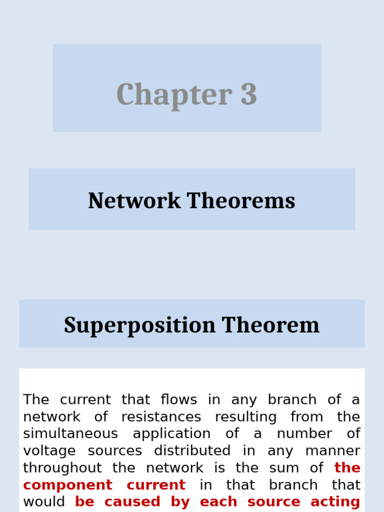 Chapter 3 Network Theorems Electrical Enineering 1 - Sem 1 2024 | PDF ...