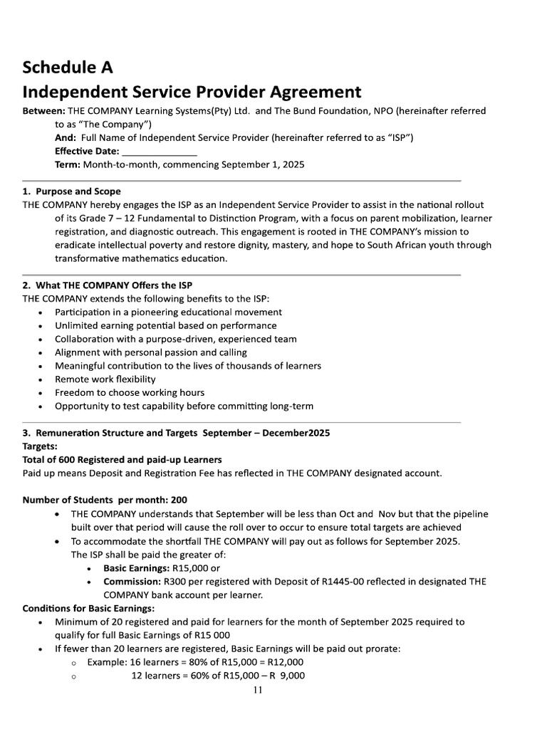 Schedule A ISP PDF | PDF
