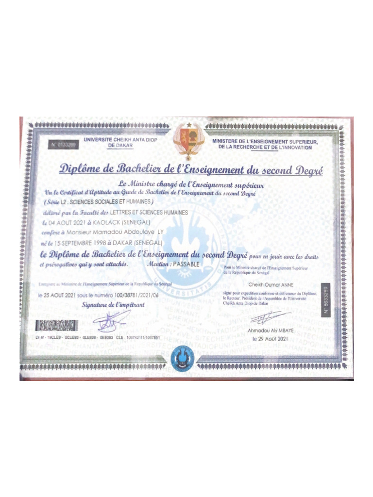 Diplôme Bac | PDF