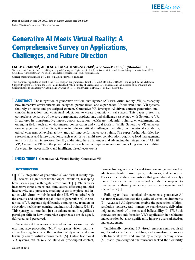 Generative AI and Virtual Reality Survey | PDF | Virtual Reality ...