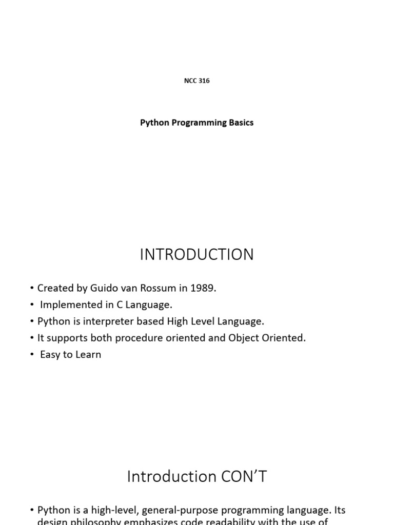 Python Programming Basics Overview | PDF | Class (Computer Programming ...