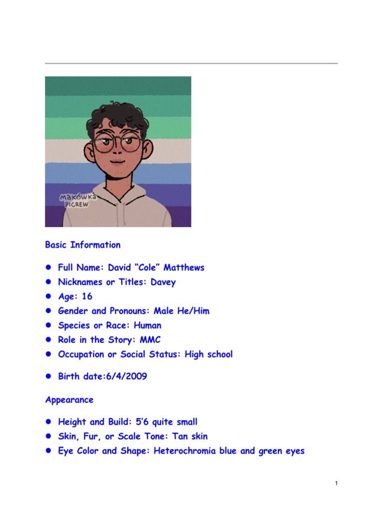 Character Profiles and Story Overview | PDF | Hair