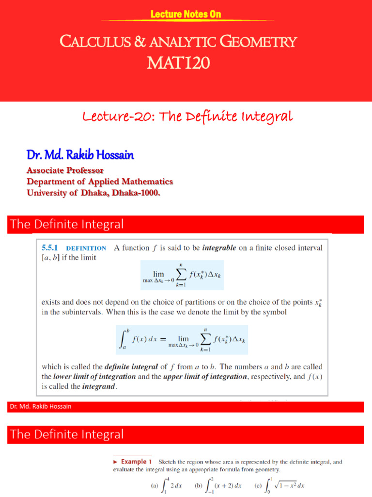 Definite Integral Lecture Notes | PDF