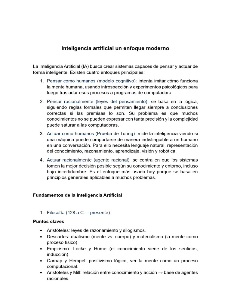 Enfoques y fundamentos de la IA | PDF | Inteligencia artificial ...